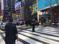 A stretch of Times Square has now been cordoned off. Pic: John Arabadjis