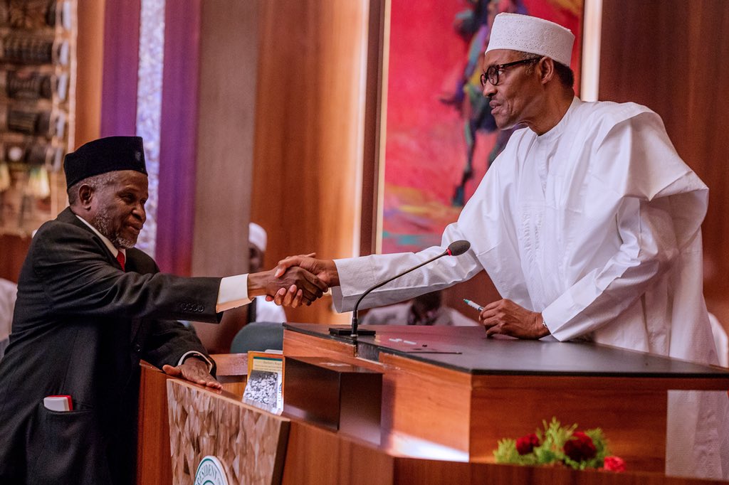 President Muhammadu Buhari swearing-in New Acting CJN, Justice Ibrahim Tanko Muhammad