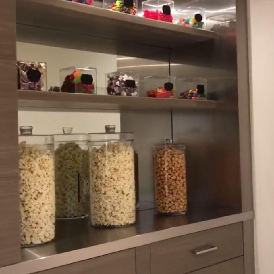  Popcorn is among the other sweet treats on Mayweather's shelves